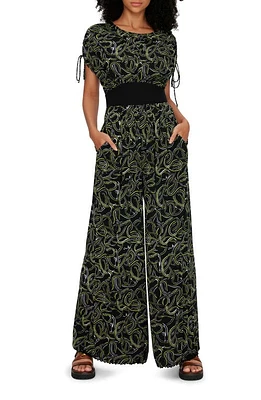 Diane von Furstenberg Andra Abstract Print Wide Leg Jumpsuit Ribbon Snake Med at Nordstrom,