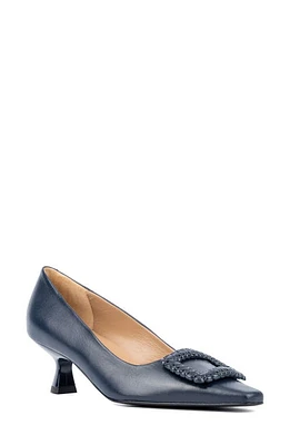 Aquatalia Aurelia Buckle Weatherproof Pointed Toe Pump Marine at Nordstrom,