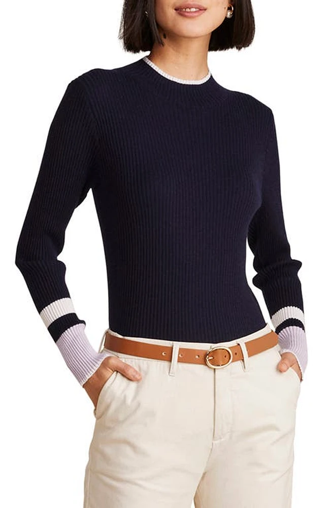 vineyard vines Mock Neck Rib Cashmere Sweater in Nautical Navy at Nordstrom, Size X-Large