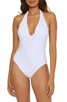 Trina Turk Monaco Plunge One-Piece Swimsuit White at Nordstrom,