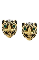 David Webb Kingdom Diamond Leopard Stud Earrings in Yellow Gold at Nordstrom