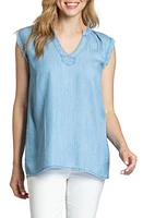 APNY Sleeveless Fringed Chambray Top Light Indigo at Nordstrom,