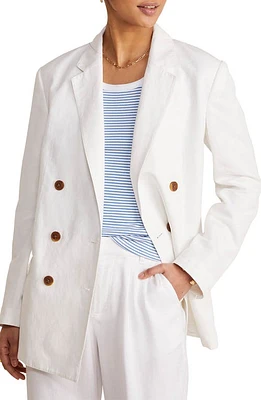 vineyard vines Double Breasted Linen Blend Blazer in White Cap at Nordstrom, Size Medium