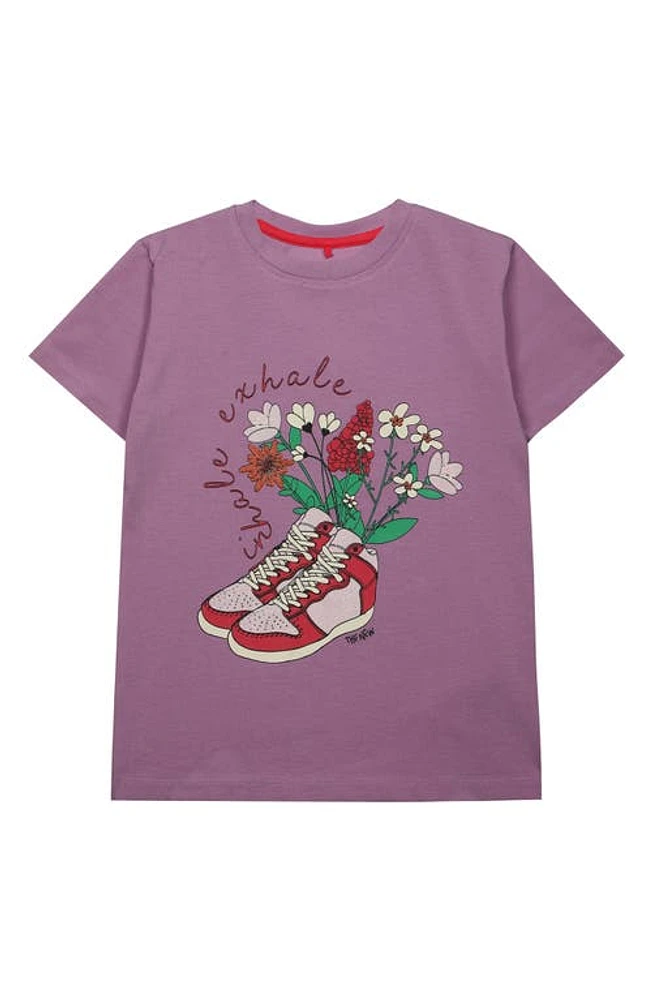 THE NEW Kids' Jessica Organic Cotton Graphic T-Shirt Light Purple at Nordstrom, Y