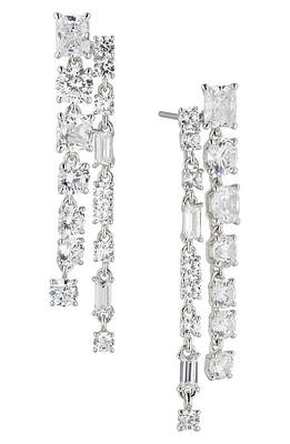 Nadri A la Carte Double Linear Drop Earrings in Rhodium at Nordstrom