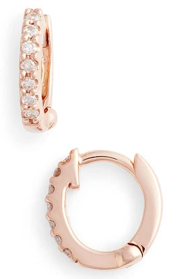 Dana Rebecca Designs Mini Diamond Huggie Hoop Earrings in Rose Gold at Nordstrom