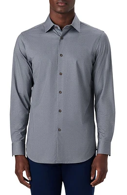 Bugatchi OoohCotton Print Button-Up Shirt in Cement at Nordstrom, Size Medium