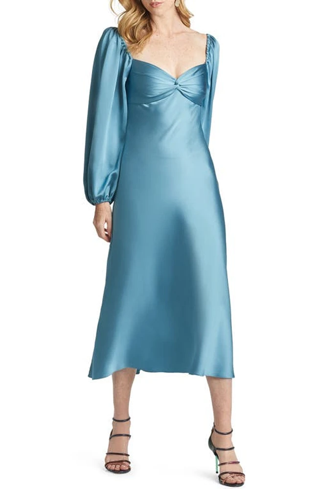 Sachin & Babi Melody Long Sleeve Satin Midi Dress Sea Glass at Nordstrom,