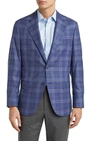 Peter Millar Tailored Fit Plaid Wool Blend Sport Coat Blue at Nordstrom,