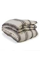 Pom Pom at Home Jackson Stripe Linen Duvet Cover in Flax/Midnight at Nordstrom, Size Queen