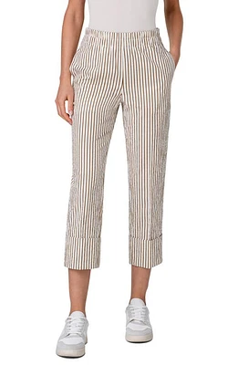 Akris punto Farell Wide Cuff Seersucker Crop Pants Cream-Sun-Black at Nordstrom,