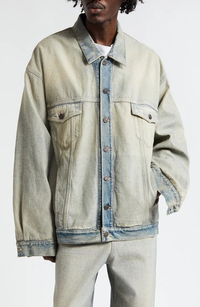 Balenciaga Inside Out Oversize Denim Jacket Organic Light Indigo at Nordstrom,