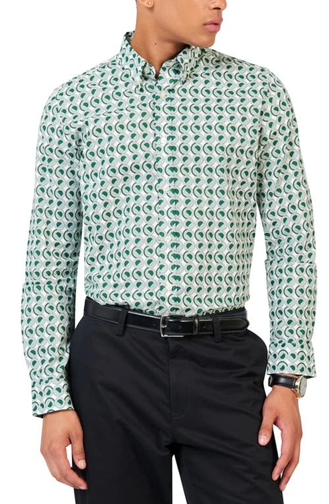 Ben Sherman Retro Geo Print Button-Down Shirt Fraser Green at Nordstrom,