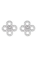 Tory Burch Small Kira Pavé Clover Stud Earrings in Light Hematite /Crystal at Nordstrom