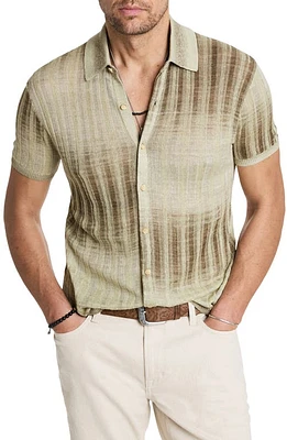 John Varvatos Santiago Short Sleeve Button-Up Sweater at Nordstrom,