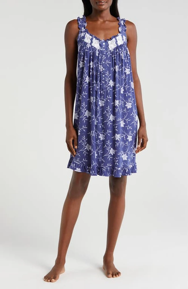 Eileen West Sleeveless Jersey Short Nightgown Navy Print at Nordstrom,