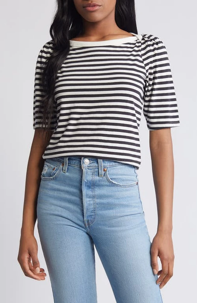 Nation LTD Deana Stripe Envelope Neck Organic Cotton T-Shirt City at Nordstrom,