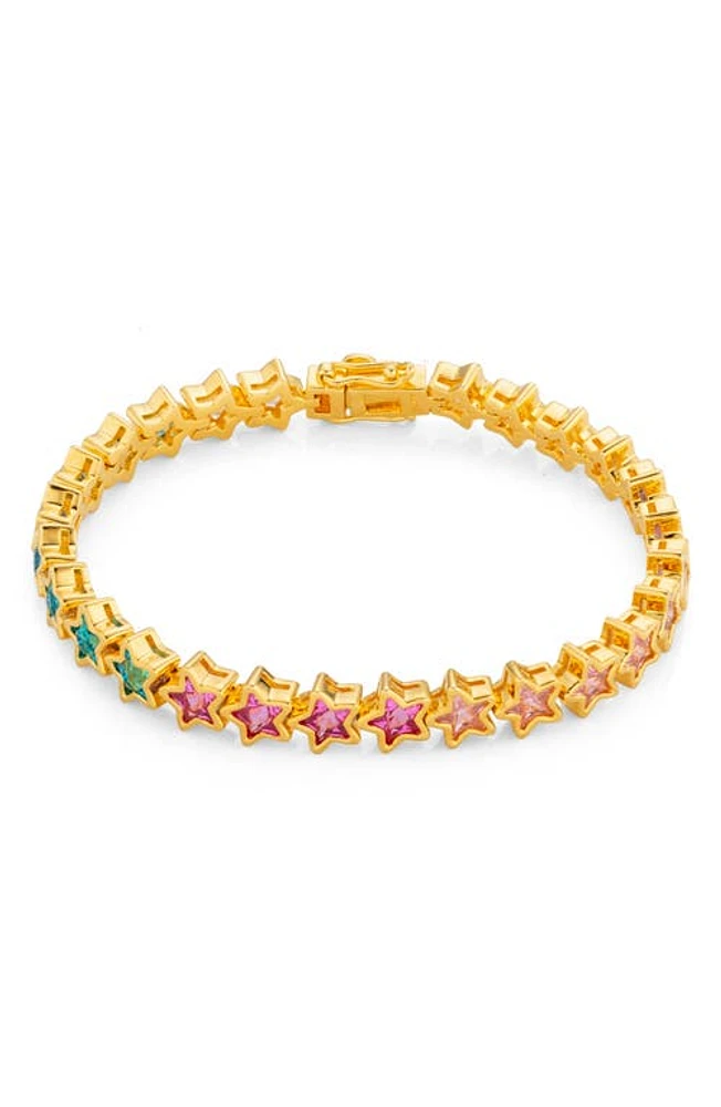 July Child Aura Rainbow Cubic Zirconia Star Bracelet in Gold Plated/Cubic Zirconia at Nordstrom