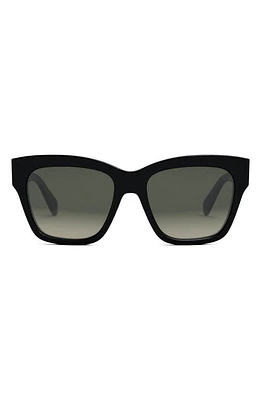 CELINE Triomphe 55mm Round Sunglasses in Shiny Black /Gradient Brown at Nordstrom