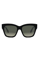 CELINE Triomphe 55mm Round Sunglasses in Shiny Black /Gradient Brown at Nordstrom