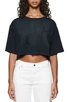 PURPLE BRAND Star Cotton Graphic Crop T-Shirt Black at Nordstrom,