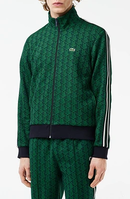 Lacoste Logo Monogram Stripe Track Jacket Navy Blue/sorrel at Nordstrom,