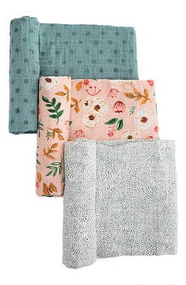 little unicorn 3-Pack Organic Cotton Muslin Swaddle Blankets in Vintage Floral at Nordstrom