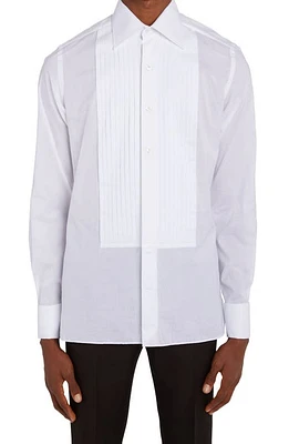 TOM FORD Slim Fit Poplin Tuxedo Shirt Optical White at Nordstrom, Eu