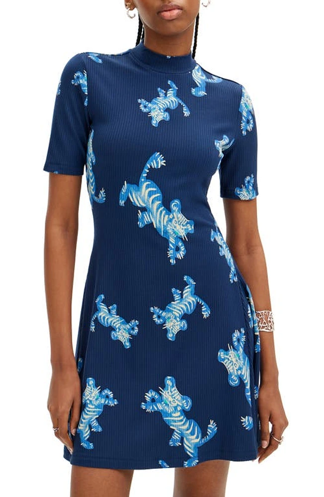 Desigual Tigers Lacroix Fit & Flare Dress Blue at Nordstrom,