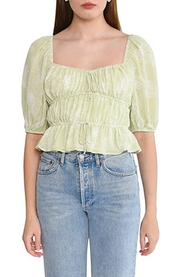 WAYF Avra Sweetheart Neck Peplum Top Sage Sketch at Nordstrom,