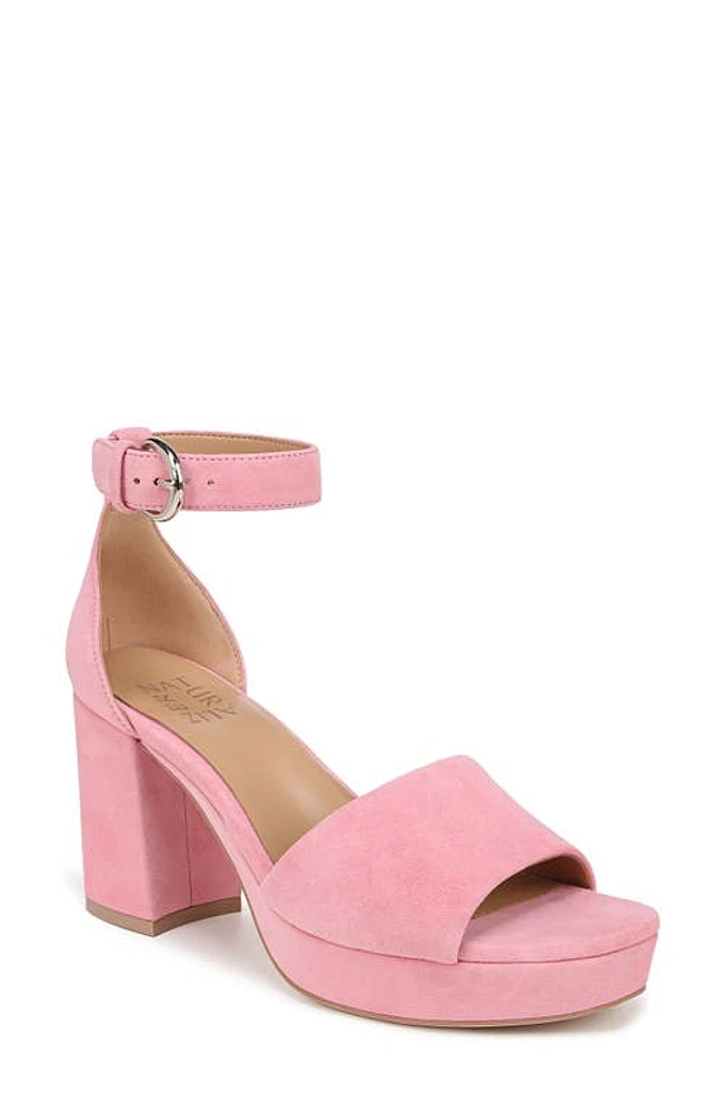 Naturalizer Pearlyn Ankle Strap Platform Sandal Flamingo Pink Suede at Nordstrom,