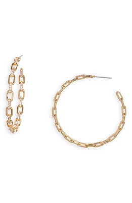 Nordstrom Pavé Link Hoop Earrings in Clear- Gold at Nordstrom