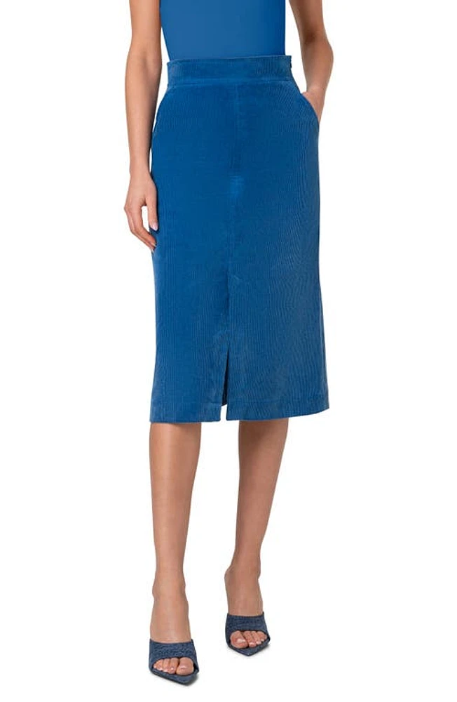 Akris punto Corduroy A-Line Midi Skirt Smoky Blue at Nordstrom,