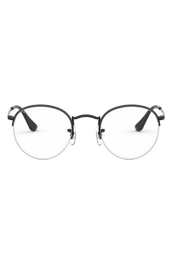 Ray-Ban 51mm Round Optical Glasses in Shiny Black at Nordstrom