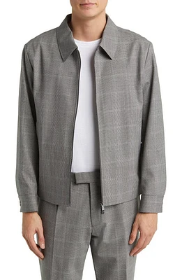 BOSS Hanry Glen Plaid Stretch Wool Blend Jacket Silver at Nordstrom,