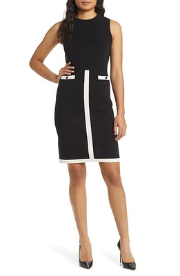 Anne Klein Contrast Trim Sleeveless Sweater Dress in Anne Black/Anne White at Nordstrom, Size X-Large