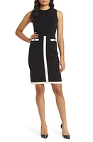 Anne Klein Contrast Trim Sleeveless Sweater Dress in Anne Black/Anne White at Nordstrom, Size X-Large