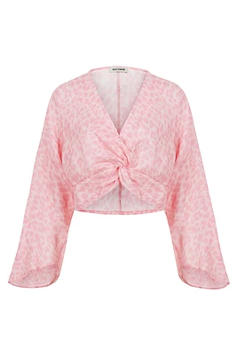 Nocturne Printed Crop Blouse in Pink at Nordstrom