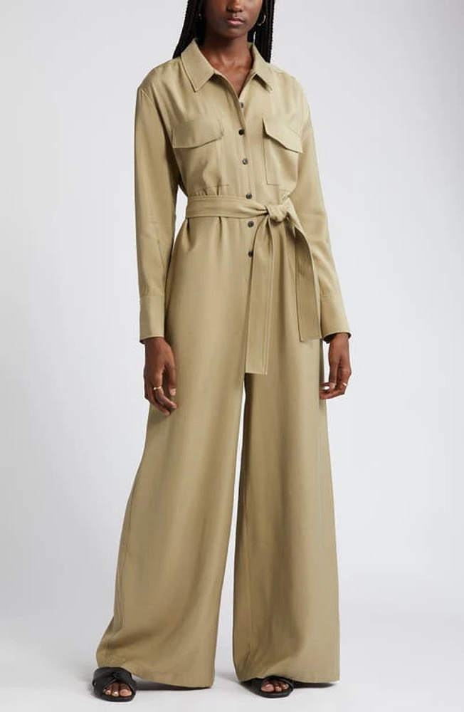 Nordstrom Long Sleeve Utility Jumpsuit Olive at Nordstrom,