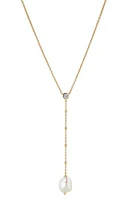 Nadri Dot Dot Dot Cultured Pearl Y-Necklace in Gold With Pearl at Nordstrom