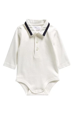 Rachel Riley Contrast Trim Bodysuit White/Navy at Nordstrom,