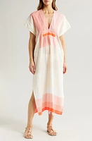 lemlem Gasira Deep V-Neck Cover-Up Caftan Ayele Blush at Nordstrom,