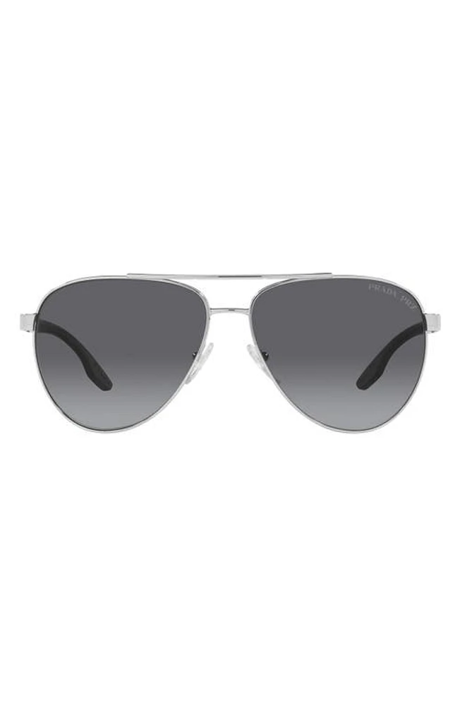 Prada Linea Rossa 61mm Polarized Aviator Sunglasses in Silver at Nordstrom