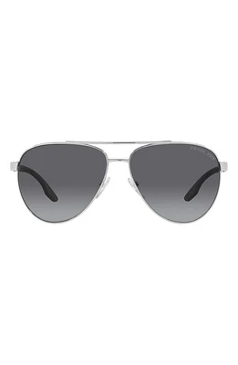 Prada Linea Rossa 61mm Polarized Aviator Sunglasses in Silver at Nordstrom