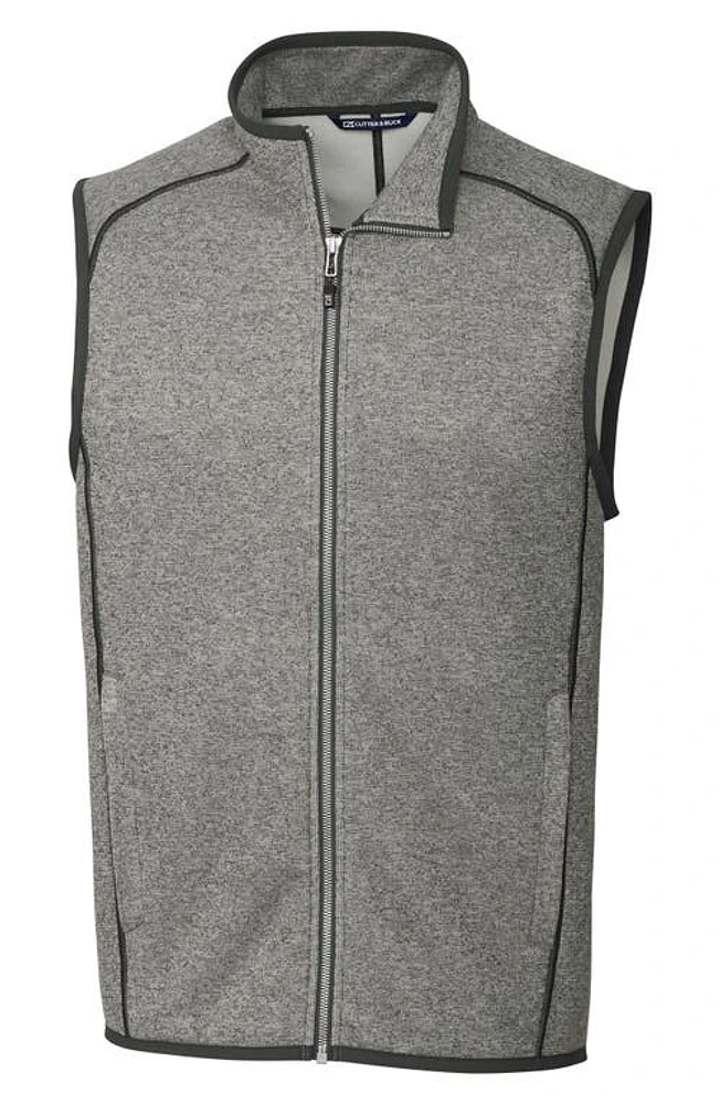 Cutter & Buck Mainsail Sweater Fleece Zip-Up Vest Heather at Nordstrom,