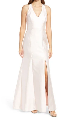 Alfred Sung Halter Satin Trumpet Gown Blush at Nordstrom,