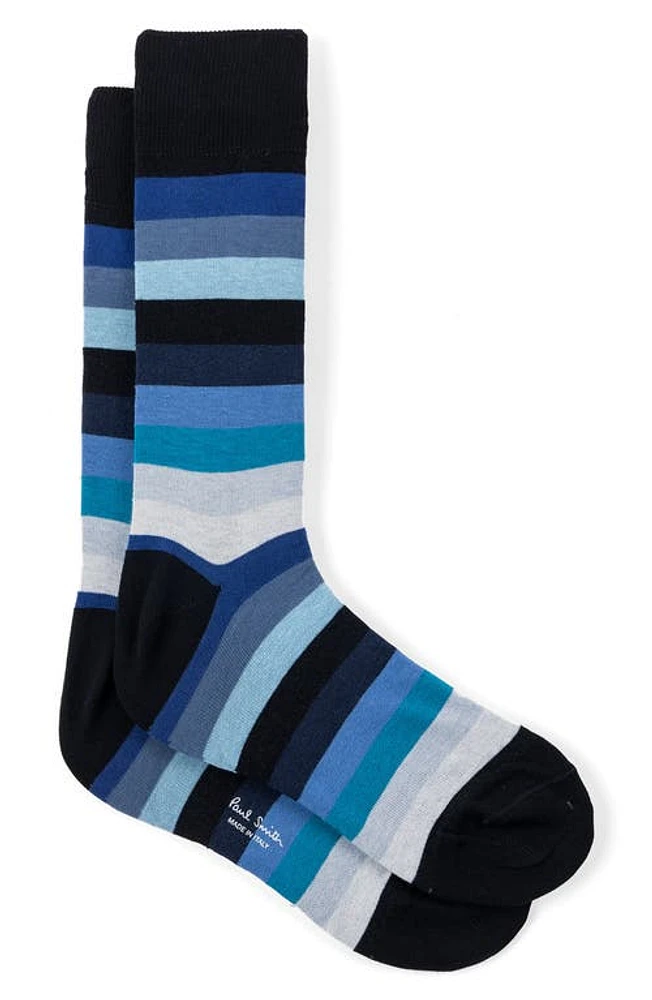 Paul Smith Floyd Stripe Cotton Blend Dress Socks in Navy at Nordstrom