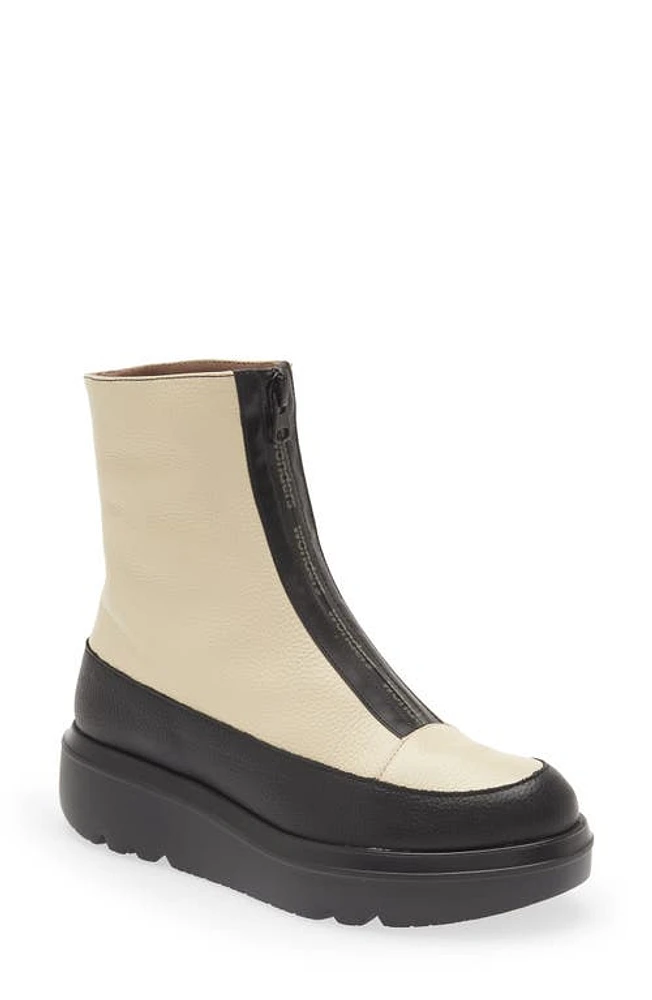 Wonders Front Zip Bootie Black Cream at Nordstrom,