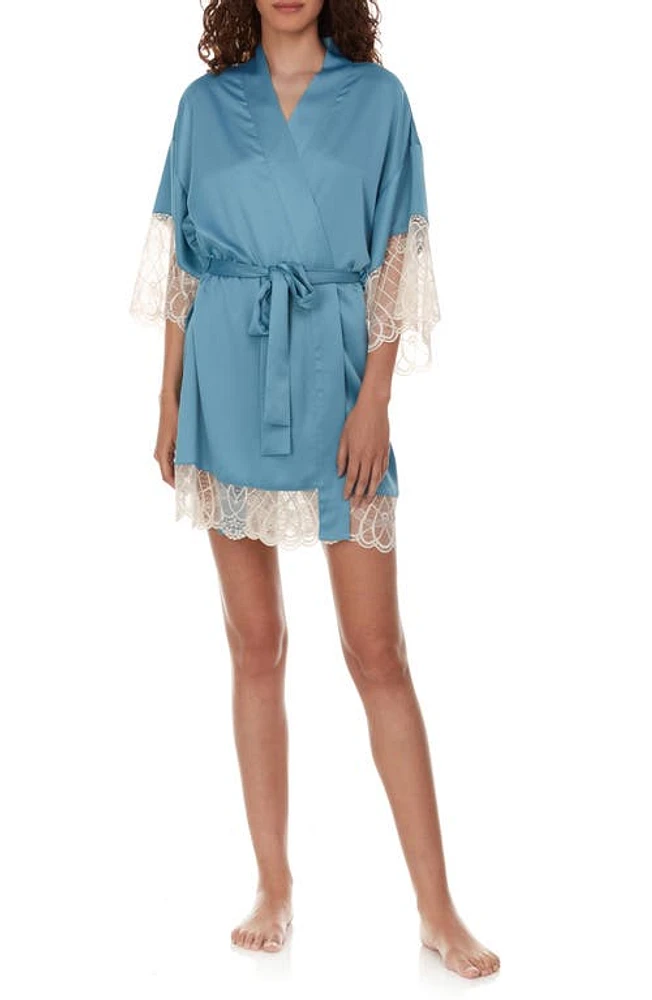 Flora Nikrooz Gabby Lace Trim Satin Chermeuse Wrap at Nordstrom,