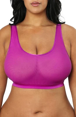 Curvy Couture Sheer Mesh Crop Bralette Cosmo Pink at Nordstrom,